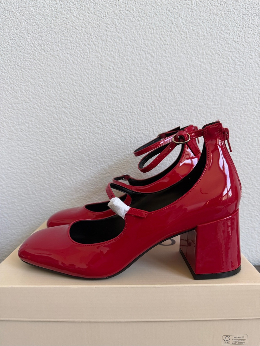 ON-34TH Red Patent Tonii Mary Jane Block Heels NIB - Picture 7 of 8